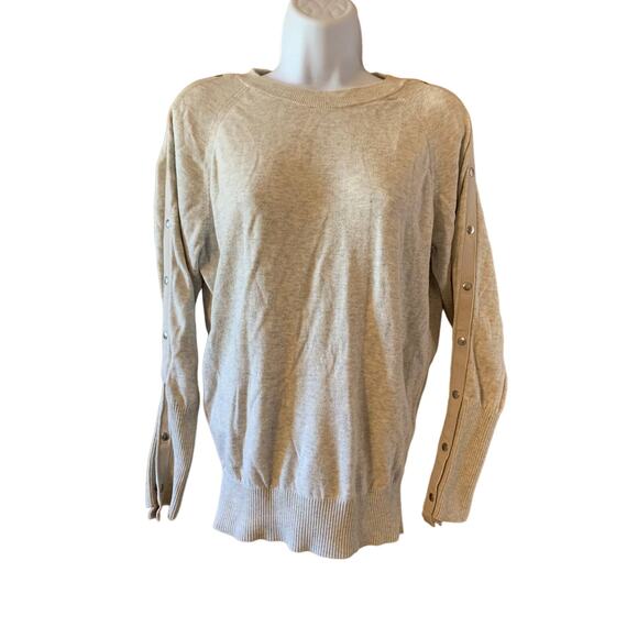 All Saints Suzie Small Snap Sleeve Gray Women's Sweater - Picture 1 of 6